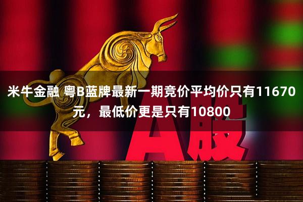 米牛金融 粤B蓝牌最新一期竞价平均价只有11670元，最低价更是只有10800